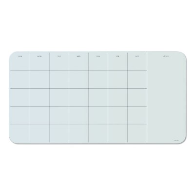 U Brands Cubicle Glass Dry Erase Undated Four Week Calendar Board 23 x 12 White 3687U00-01