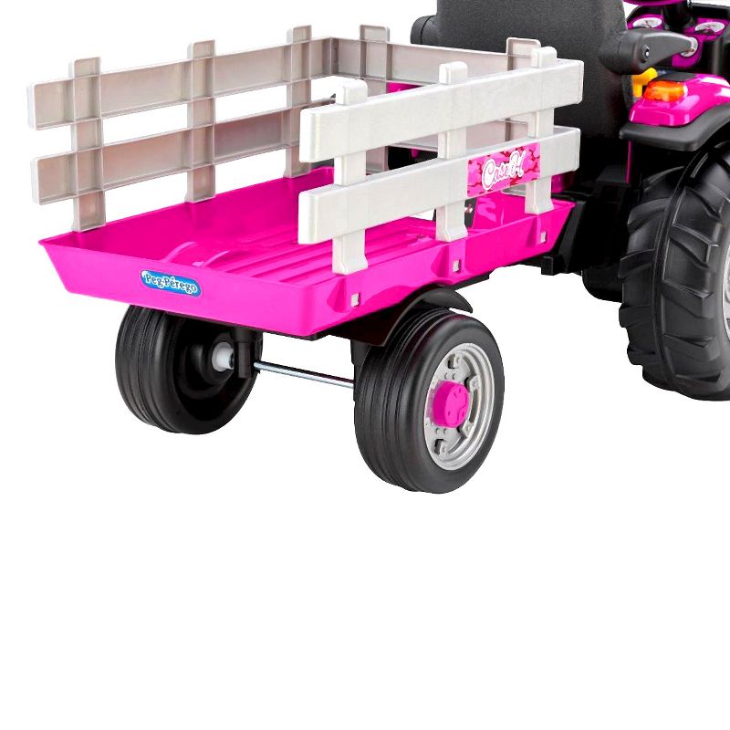 Peg Perego 12V Case IH Magnum Tractor with Trailer Powered Ride-On - Pink, 4 of 7
