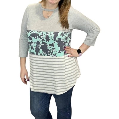 Women's Color Block Tunic Top - honeyme