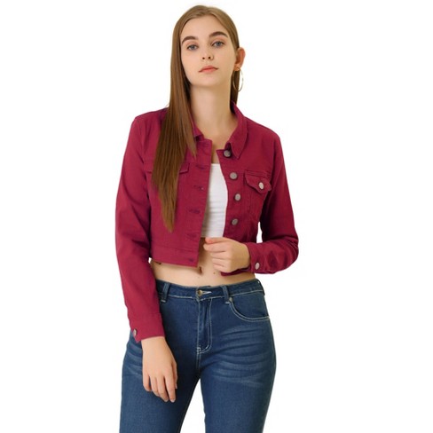 Burgundy sale denim jacket