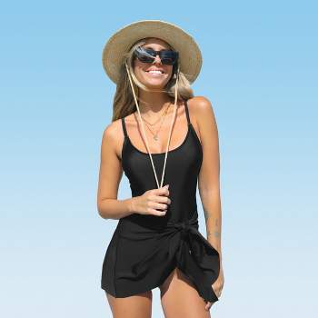 Women's Knot Front Scoop Neck One Piece Swimsuit - Cupshe