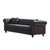85.5"Living Room with Tech Fabric Chesterfield Sofa with Rolled Arms 3 Seater Sofa with Button Design and 2 Cushions - 2 of 4