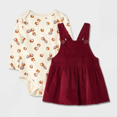 Image of Baby Girls' Corduroy Skirtall Set - Cat & Jack™ Maroon 0-3M