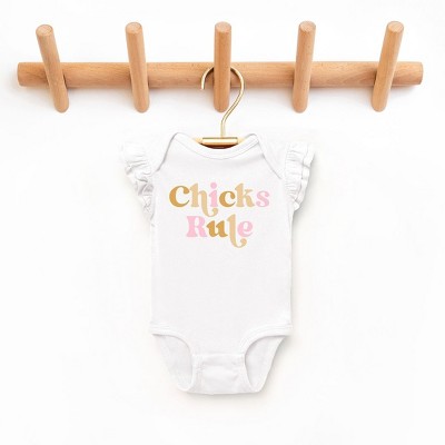 The Juniper Shop Chicks Rule Colorful Baby Flutter Sleeve Bodysuit