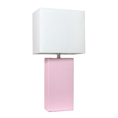 21" Monaco Avenue Modern Leather Table Lamp Blush Pink - Elegant Designs