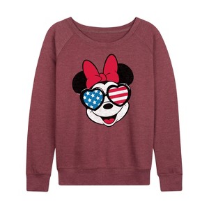 Women's - Disney - Americana Lightweight French Terry Wide Neck Long Sleeve Graphic Shirt - 1 of 4