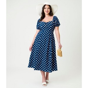 Unique Vintage Women's Puff Sleeve Midi Dress - 1 of 4