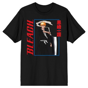 Men's Bleach Anime Ichigo Kurosaki Character Black Short Sleeve Graphic Tee Shirt - 1 of 1