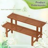 Costway 2 Tier Wood Plant Stand with Teak Oil Finish Indoor & Outdoor Flower Pot Holder - 3 of 4