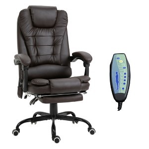 TiramisuBest 7-Point Vibrating Office Chair, High Back Recliner with Lumbar Support, Footrest, Adjustable Height, Brown Faux Leather - 1 of 4