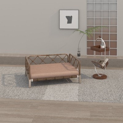 VisioGear Pet Bed, Rattan Dog Sofa Bed for Outdoor Indoor, Brown, 25"*19.1"*11"