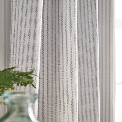Gray Striped Cotton Blend Blackout Curtain Panels, 95" Length