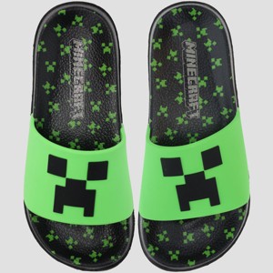 Minecraft Official Boys Creeper Sport Slide Sandals, Comfort, Casual, Pool, Slide, Outdoor - 1 of 4