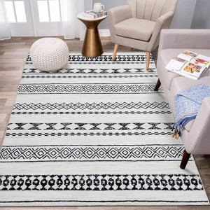 Moroccan Area Rug Washable Rug Soft Non Slip Low Pile Printed Geometric Trellis Rugs for Bedroom Living Room - 1 of 4