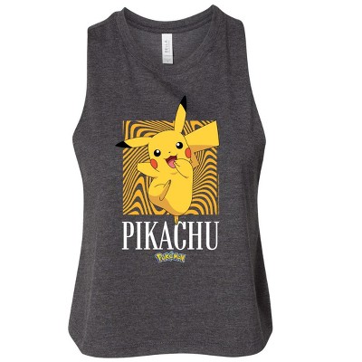 Women's Pokémon Pikachu Abstract Art Graphic Racerback Tank - Heather Charcoal - Small