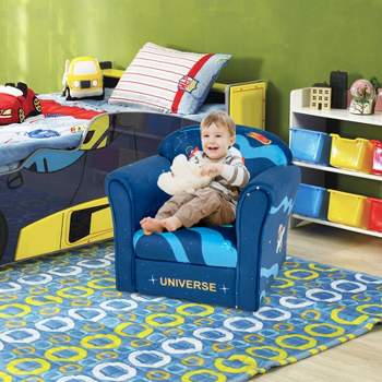 Infans Kids Sofa Toddler Upholstered Armrest Chair w/Solid Wooden Frame Navy