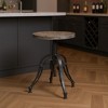 HomeRoots Natural and Black Solid Wood and Iron Backless Adjustable Height Bar Chair - 2 of 4