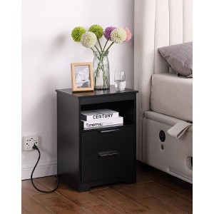PAGED Nightstand with Storage Drawer and Open Shelf, Modern Wooden Side Table, Bedside Cabinet for Bedroom, Living Room - 1 of 4