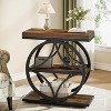 Tribesigns Side Table for Living Room, Industrial End Table with 3-Tier Storage, Wooden Bedside Nightstand with Metal Frame, Brown - 2 of 4