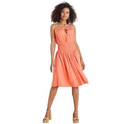 VENUS Womens Smocked Midi Dress