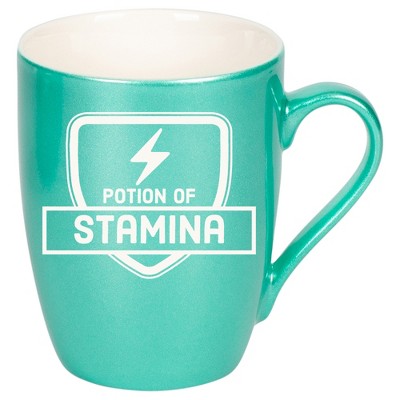 100 North Magic Potion 10 Ounce Seafoam Metallic Finish, Comfortably Fits Your Hands, New Bone China Coffee Tea Cup Mug, Potion Of Stamina