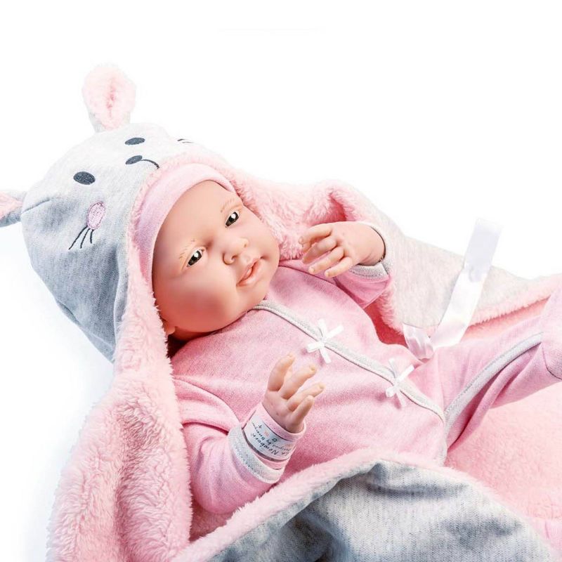 JC Toys Soft Body La Newborn 15.5&#34; baby doll - Pink Bunny Bunting Gift Set, 3 of 8
