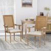 KWPZQEB French Accent Chair Set of 2, Farmhouse Wood Rattan Dining Chair with Armrests, Back & Upholstered, Mid Century Kitchen Chairs - 3 of 4