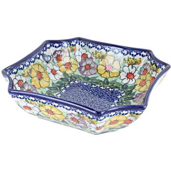 Blue Rose Polish Pottery 437 Kalich Large Octagonal Bowl