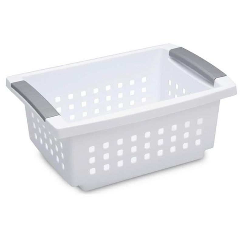 Sterilite Small Plastic Stacking Storage Basket Container Totes w/ Comfort Grip Handles and Flip Down Rails for Household Organization, 2 of 7