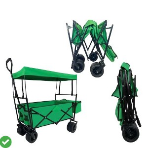 Collapsible Folding Wagon Cart w/ 7" All Terrain Wheels Heavy Duty Wagon Cart Grocery Wagon for Camping - 1 of 4