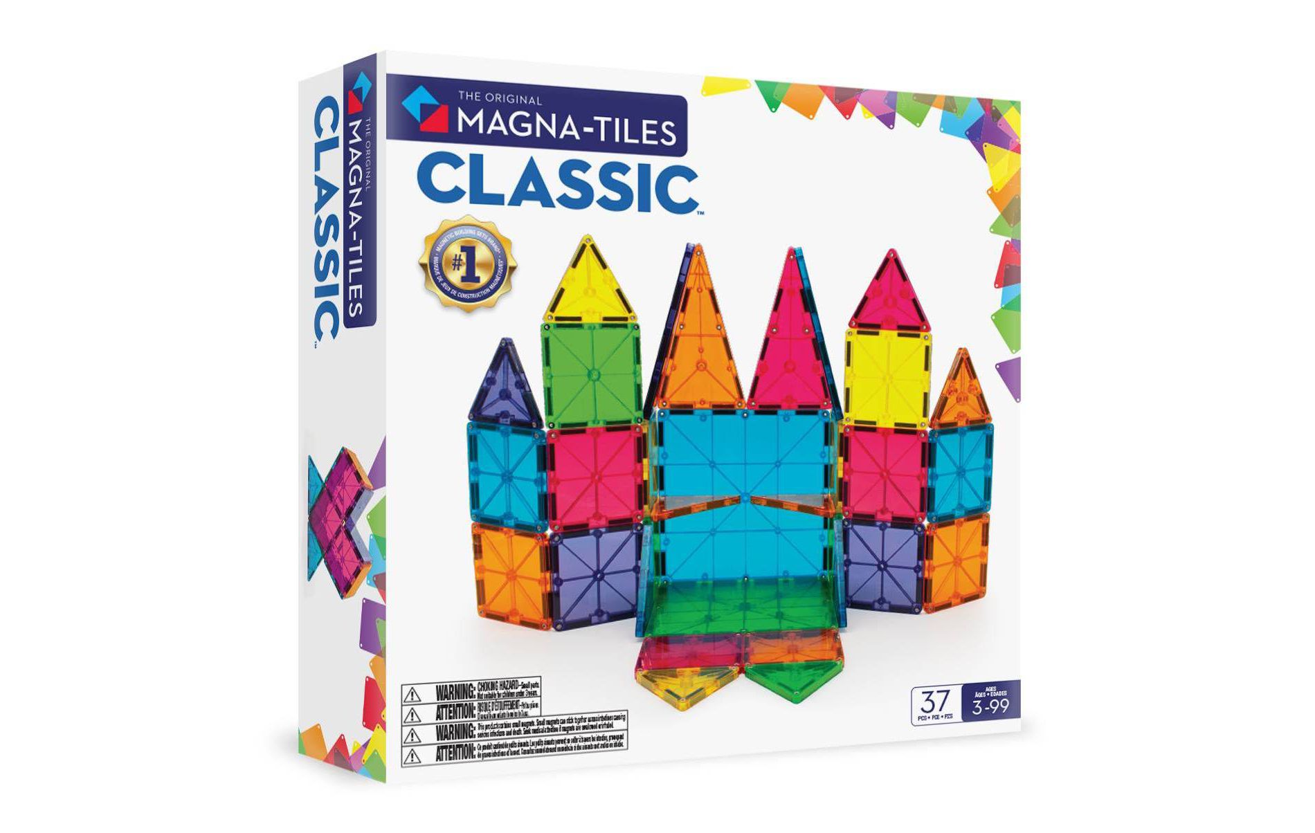 MAGNA-TILES Clear Colors 37pc Set: Magnetic Building Toys for Math, Shapes, Creative Thinking & Engineering Skills