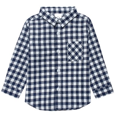 Gerber Kids Infant & Toddler Boys Tan Plaid Woven Plaid Shirt - 3T