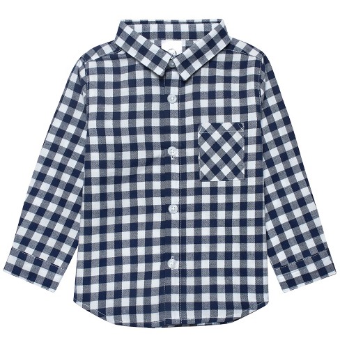 Gerber Toddler Boys' Woven Collard Button Down Plaid Shirt - Blue Plaid - 2T