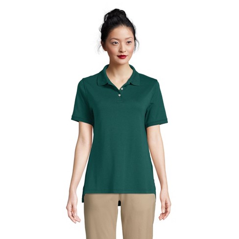 Lands' End School Uniform Women's Tall Short Sleeve Interlock Polo Shirt -  Large Tall - Evergreen