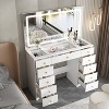 FUFU&GAGA White Vanity Table with Large Mirror Glass-Top Adjustable Light Modes - 4 of 4