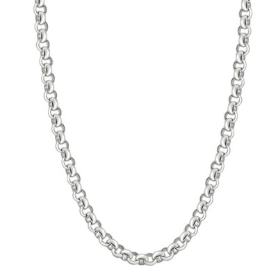 Pompeii3 Men's Polished Steel Single Tone 6.5mm Rolo Link Flexible 24" Chain Necklace