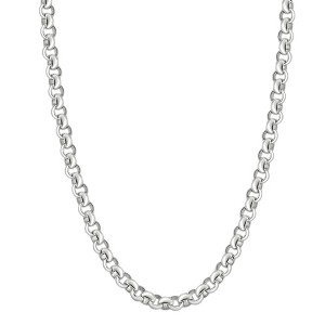 Pompeii3 Men's Polished Steel Single Tone 6.5mm Rolo Link Flexible 24" Chain Necklace - 1 of 3