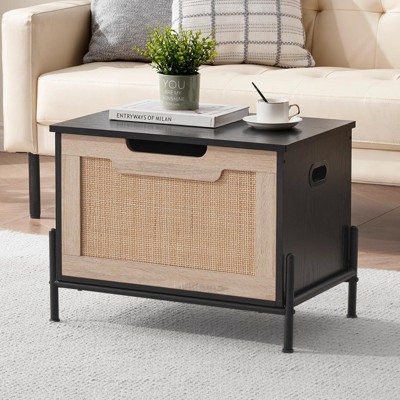 [Multi-Functional Storage Bench] Modern Rattan Storage Bench,Lift Top Storage Box,Storage Bench with Seating for Bedroom, Living Room,Entryway