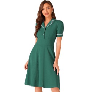 INSPIRE CHIC Women's Elegant Ruffled Peter Pan Collar Dresses - 1 of 4