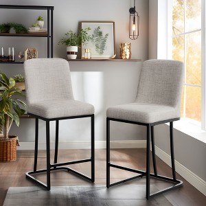 Dovelina Modern Linen Upholstered Barstool Set of 2 - 1 of 4