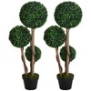 HOMCOM 35.5" Artificial Plant for Home Decor Indoor & Outdoor Fake Plant Artificial Tree in Pot, Ball Boxwood Topiary Tree, Set of 2, Green - 4 of 4