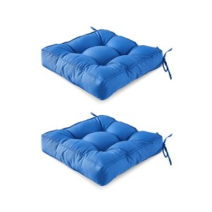 ARTPLAN Outdoor Seat Cushion, Square Thick Tufted Pure Chair Cushion for Patio Wicker Chair with Tie, Set of 2,19"x19"x5" - 1 of 2