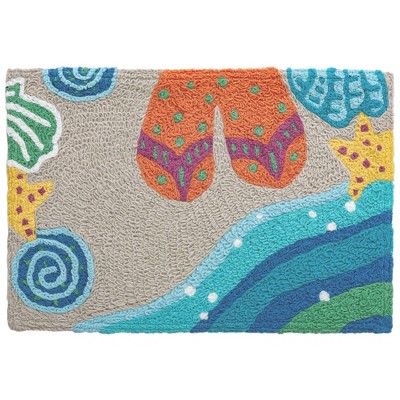 Jellybean Seaside Sandals Doormat – Bright Indoor/Outdoor Welcome Mat, Coastal Flip-Flop Design, Machine Washable, 20" x 30"