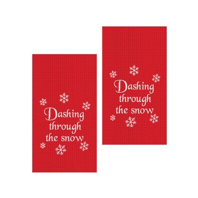 C&F Home Sleigh Ride Embroidered Waffle Weave Kitchen Towel Set of 2