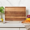 Large Acacia Wooden Cutting Board for Kitchen, Edge Grain Wood Chopping Board with Juice Groove and Handles, Pre-Oiled Carving Tray for Meat - 2 of 4