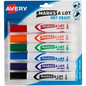 Avery Marks A Lot Desk-Style Dry Erase Markers, Chisel Tip, Assorted Colors, 6 Markers (24432) - 1 of 4