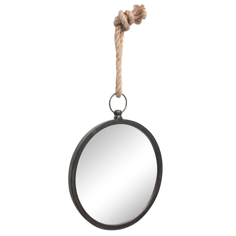 Small Round Metal Wall Mirror with Rope Hanging Loop - Stonebriar Collection, 2 of 7