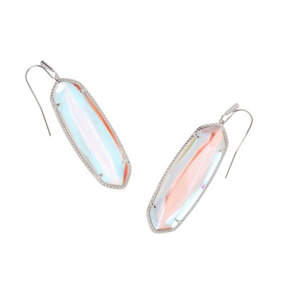 Kendra Scott Eleanor Rhodium Over Brass Drop Earrings - Dichroic Glass ...