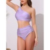 INSPIRE CHIC Women's One Shoulder Elegant Bikini Sets, Push Up Top High Waisted Tummy Control Bottom Swimwear Bathing Suits 1 Set - 2 of 4