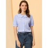 INSPIRE CHIC Women's Plaid Puff Short Sleeve Button Down Peter Pan Collar Shirt - 2 of 4